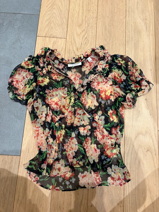 Doen Tops - Doen Alona Black Floral Sheer Button-Front Blouse